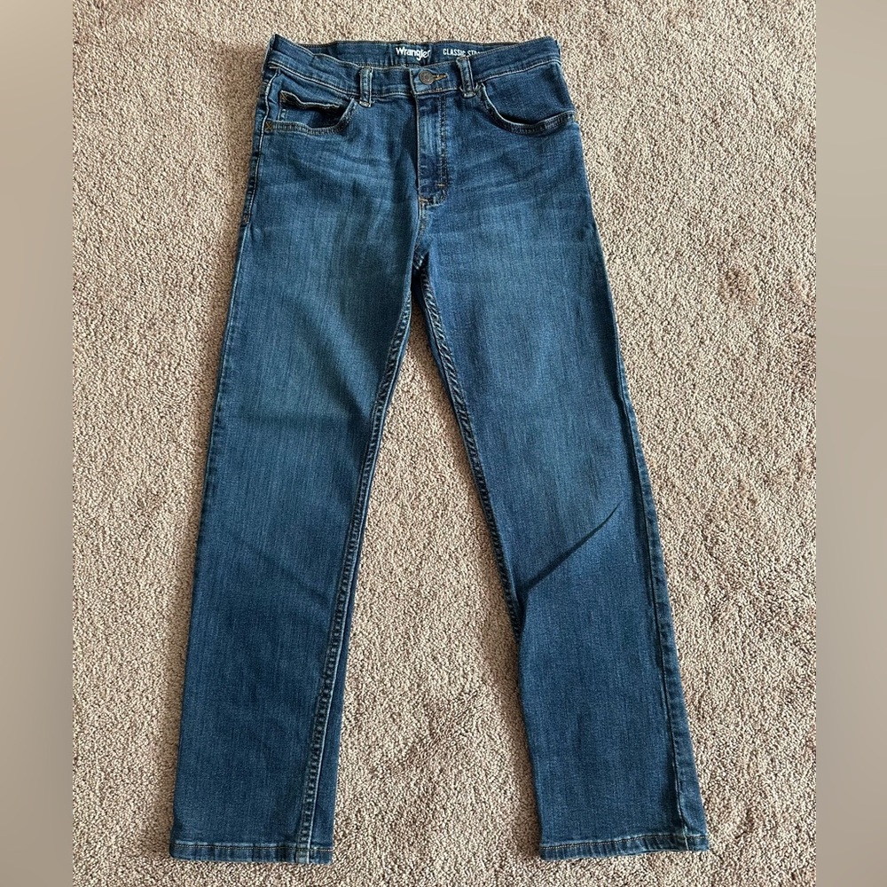 WRANGLER Boy’s Classic Straight Leg Blue Jeans - Size 14